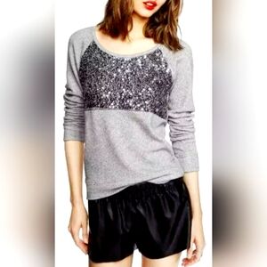 Apt.9 Women's Acrylic Sequins Sweater 3/4 Sleeve Gray Business/Office Medium